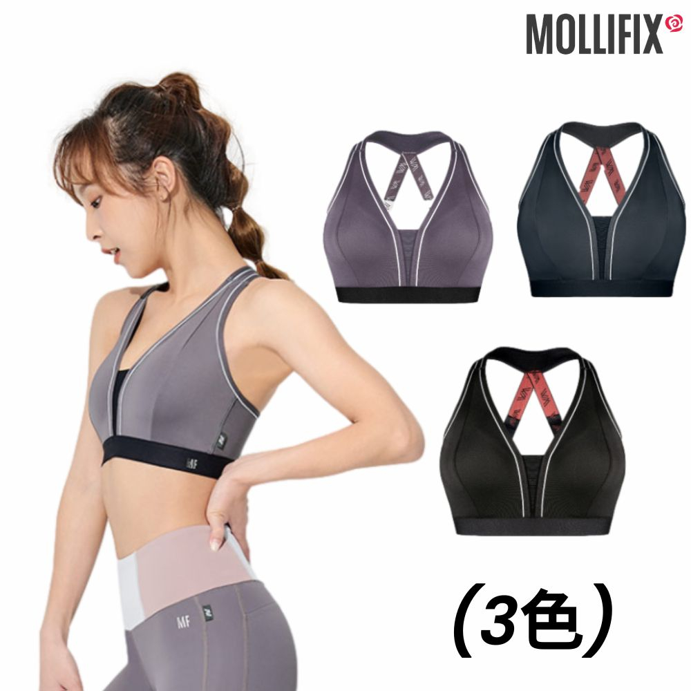 Mollifix 瑪莉菲絲 TRULY 高強度V領美背運動內衣 (3色)  瑜珈內衣 瑜珈上衣