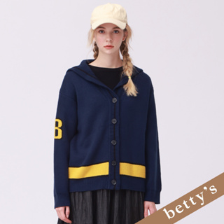 betty’s貝蒂思(25)撞色水手領開襟毛衣(深藍色)