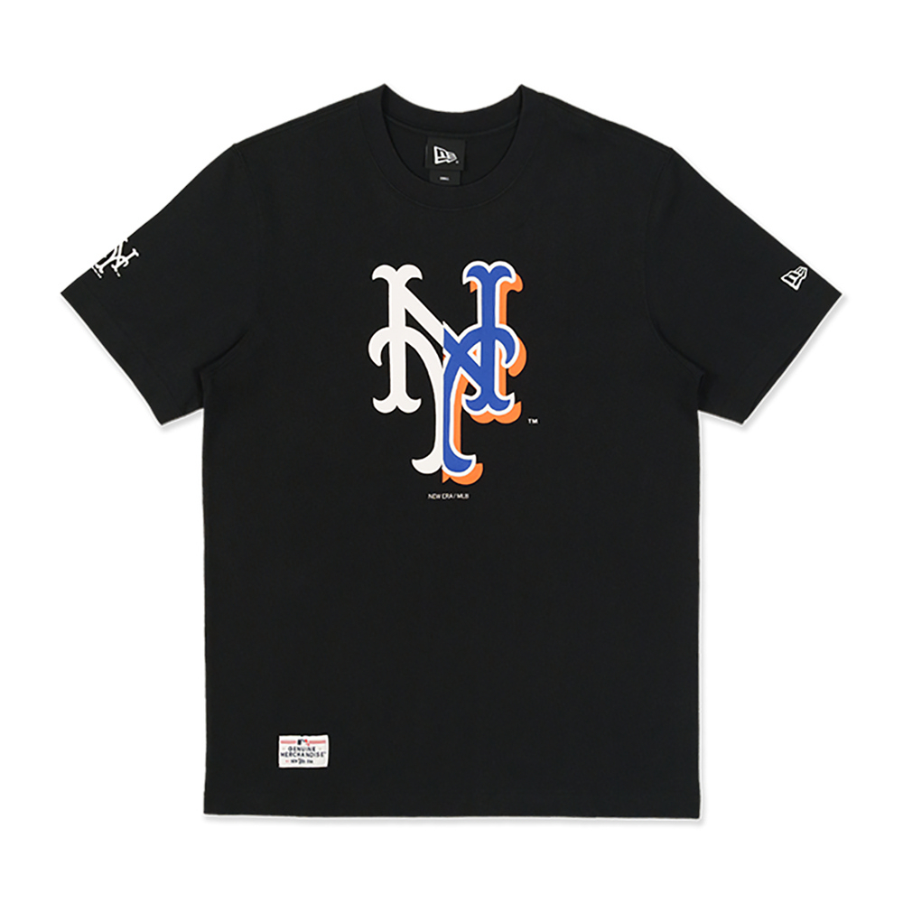 NEW ERA 男女 短袖上衣 MLB SPLIT LOGO 紐約大都會 黑 NE13527244