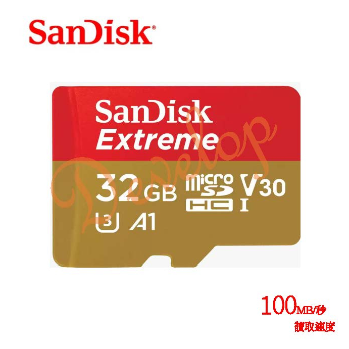 SanDisk Extreme microSDHC UHS-I(V30)(A1.A2) 32G-128G 記憶卡