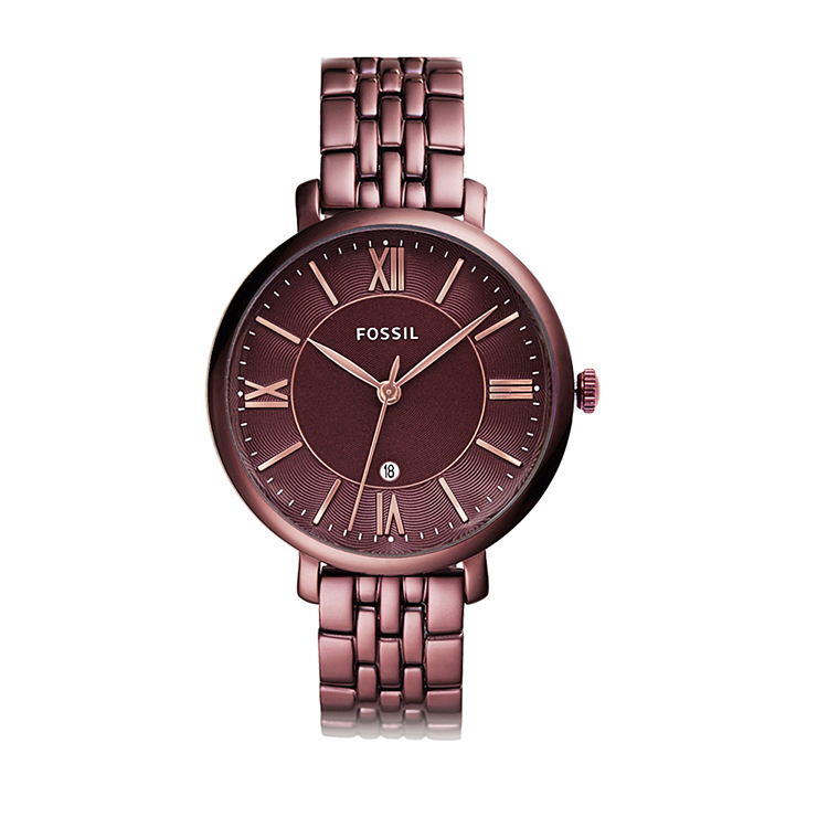 FOSSIL 復古魅力 Jacqueline系列 紫紅色不鏽鋼鍊帶錶 ES4100