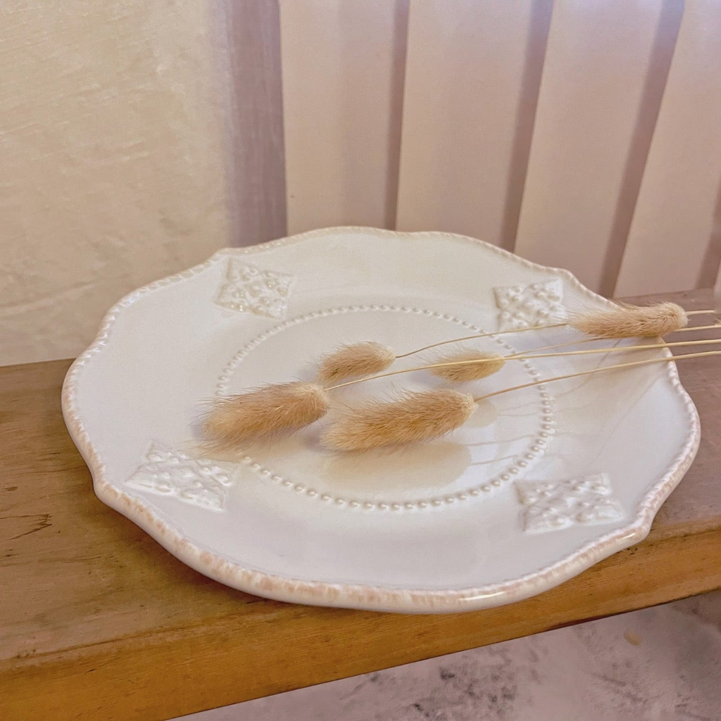 【原單】白宮夫人的珍珠晚宴盤 ​/ lenox/浮雕盤/瓷盤/白盤/北歐盤/復古/歐風
