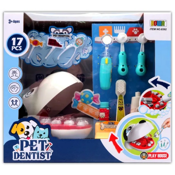 寵物牙醫盒 兒童牙醫玩具 醫生玩具 寵物牙醫盒 刷牙玩具 牙科醫生醫具組《玩具老爹》