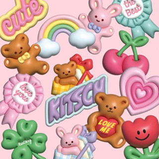 Ξ ATTIC Ξ 韓國afrocat~ Ballon Sticker 3D立體 可愛小熊兔兔 無痕防水裝飾貼紙