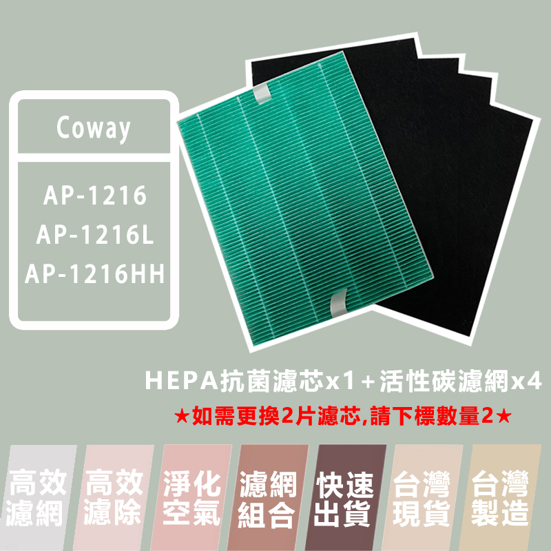 Coway 格威 替換濾網 適用 AP-1216 AP-1216L AP-1216HH 空氣清淨機濾心 現貨 濾網 樂恩