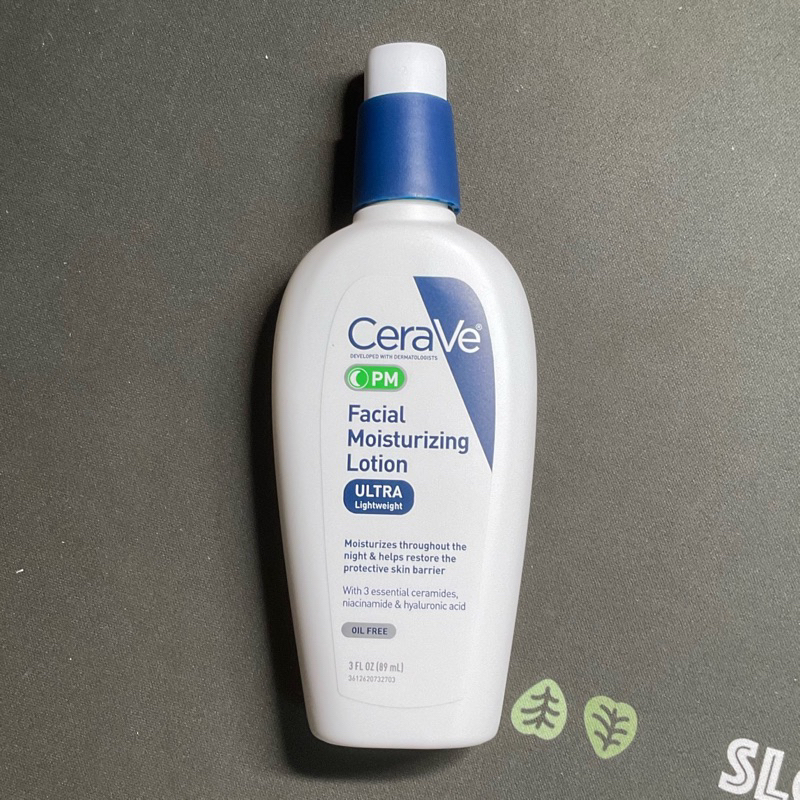 CeraVe 適樂膚 PM 臉部保濕乳液 | 含玻尿酸和煙酰胺的晚霜 3盎司(89ml)