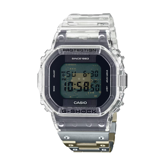 【CASIO G-SHOCK】40周年Clear Remix系列方形休閒腕錶-透明款/DWE-5640RX-7/台灣總代