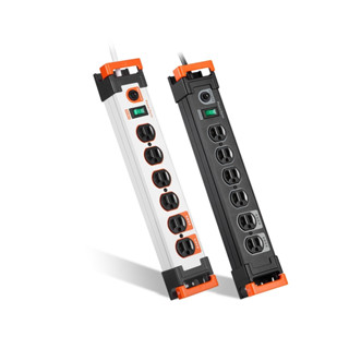 PowerSync群加1開6插鋁合金防雷擊抗搖擺延長線 1.8M 黑/白 TL6W0018/TL6W9018
