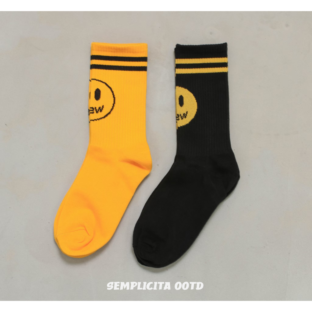 【SEMPLICITA】韓國 2.0 drew 微笑條紋長襪 襪子
