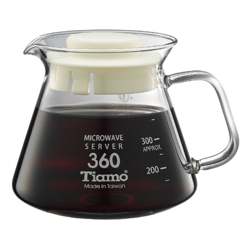 【TIAMO】耐熱玻璃咖啡花茶壺 通過SGS檢測/HG2296W(360cc/白)|Tiamo品牌旗艦館