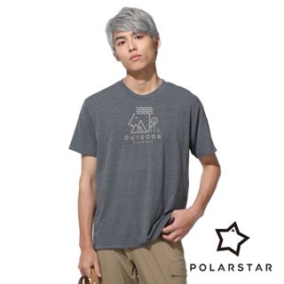 【PolarStar】男吸排休閒印花圓領衣『暗灰』P23803 戶外 登山 健行 露營 休閒 吸濕排汗 短袖 上衣