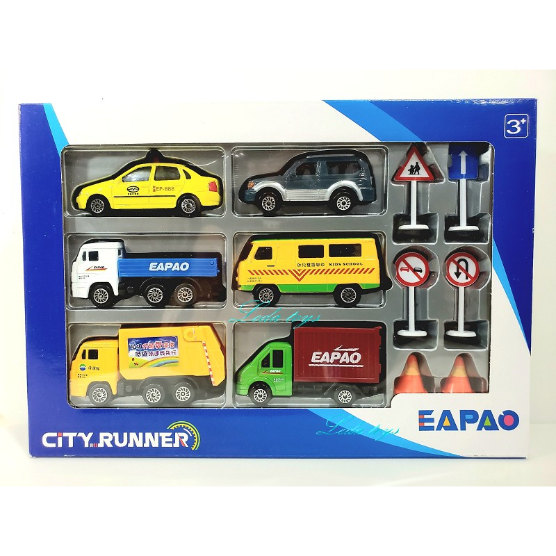 【樂達玩具】EAPAO 易保 CITY RUNNER【六入小車隊】娃娃車 垃圾車 計程車 合金車 #12816