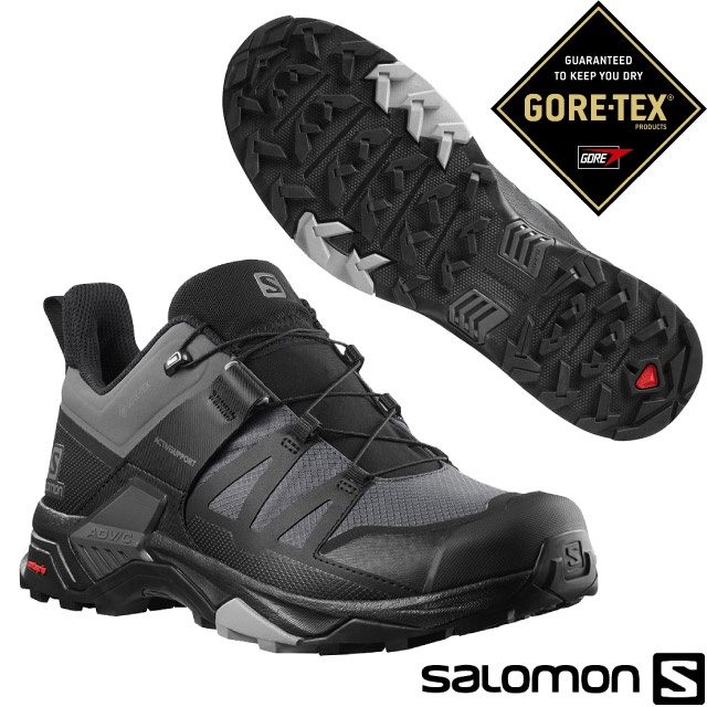 【索羅門 SALOMON】男款 防水透氣耐磨低筒寬楦登山鞋 X ULTRA 4 GTX_磁灰/黑/石碑灰_412892