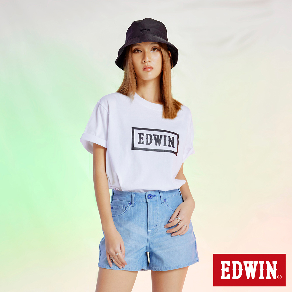 EDWIN 方框 LOGO短袖T恤(白色)-男款