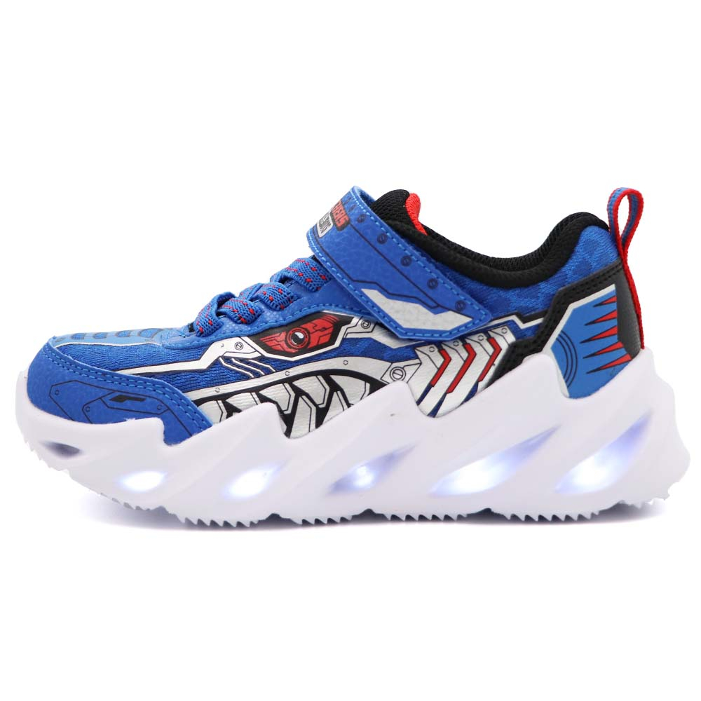 SKECHERS S LIGHTS 魔鬼氈 燈鞋 中童 鯊魚藍 R9607 (402118LBLU)