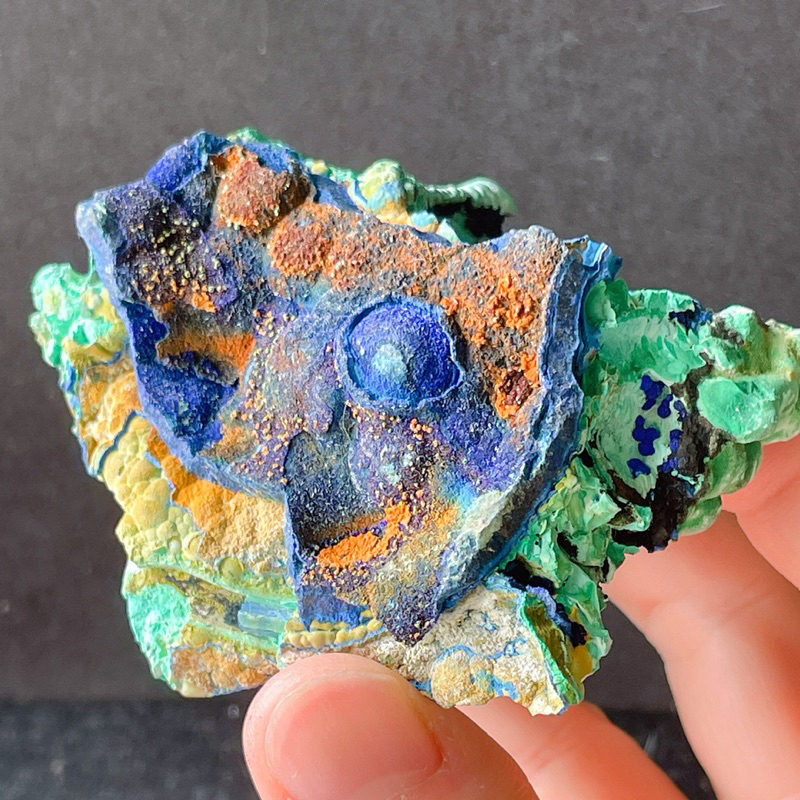 藍銅礦 共生 孔雀石 與褐鐵礦 原礦