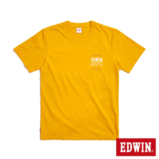 EDWIN 美式斑駁文字LOGO印花短袖T恤(桔黃色)-男款