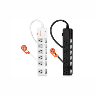 【米納桑】群加 PowerSync 6開6插 斜面開關 防雷擊 抗搖擺延長線 變壓器加大距離 突波保護 符合安規