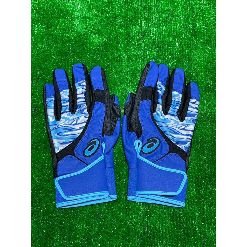 棒球世界全新Asics亞瑟士打擊手套 (雙手) 特價藍迷彩配色3121b231