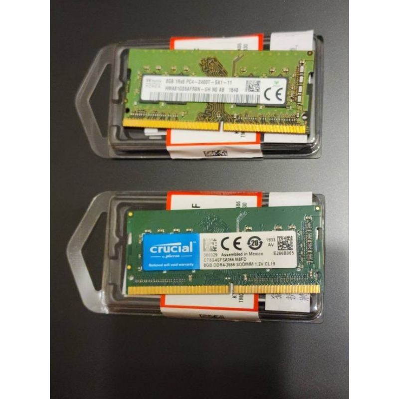 (二手筆電RAM)海力士 DDR4-2400/8G+美光 DDR4-2666/8G