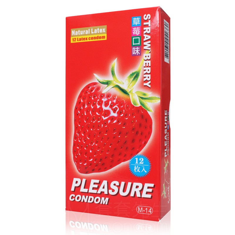 草莓口味保險套&lt;情趣女王&gt;樂趣衛生套 保險套 3合1螺紋顆粒(草莓)保險套12入