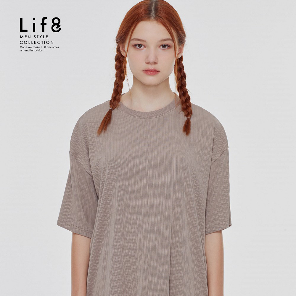 Life8-韓系簡約 皺褶短袖上衣-10801