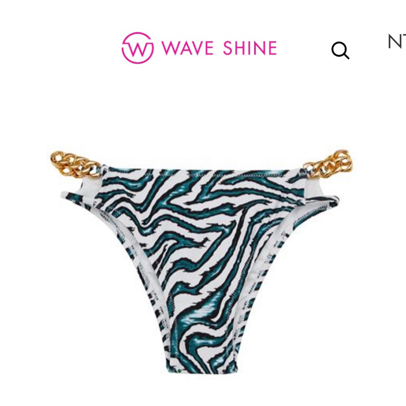 全新轉賣_ WAVE SHINE-二代 鎖鍊金飾微性感泳褲  條紋 斑馬紋 泳褲 比基尼