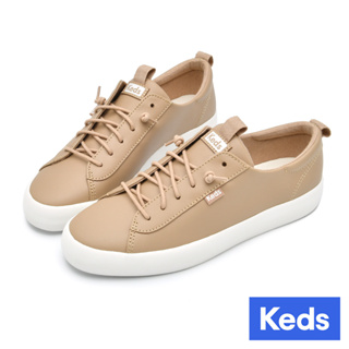 【Keds】KICKBACK 舒適免綁帶皮革休閒鞋-褐色 (9234W123336)