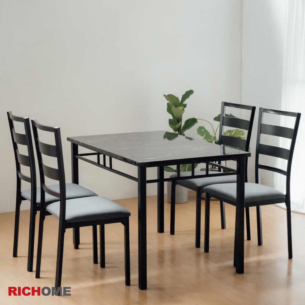 RICHOME  福利品 DS-085 達斯工業風餐桌椅組(1桌4椅)  餐桌椅組 餐桌 餐椅 餐廳 飯桌 聚餐