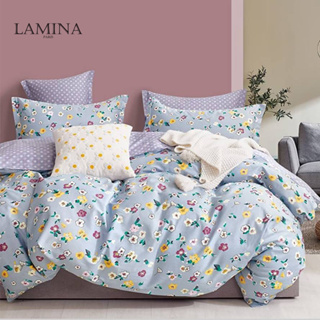 LAMINA 春色朝陽-藍 100%純棉四件式兩用被套床包組-雙人/雙人加大