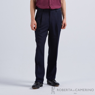 【ROBERTA諾貝達】 男裝 舒適合體享受 伸縮布料/雙摺西裝褲 HTH34-39藍黑