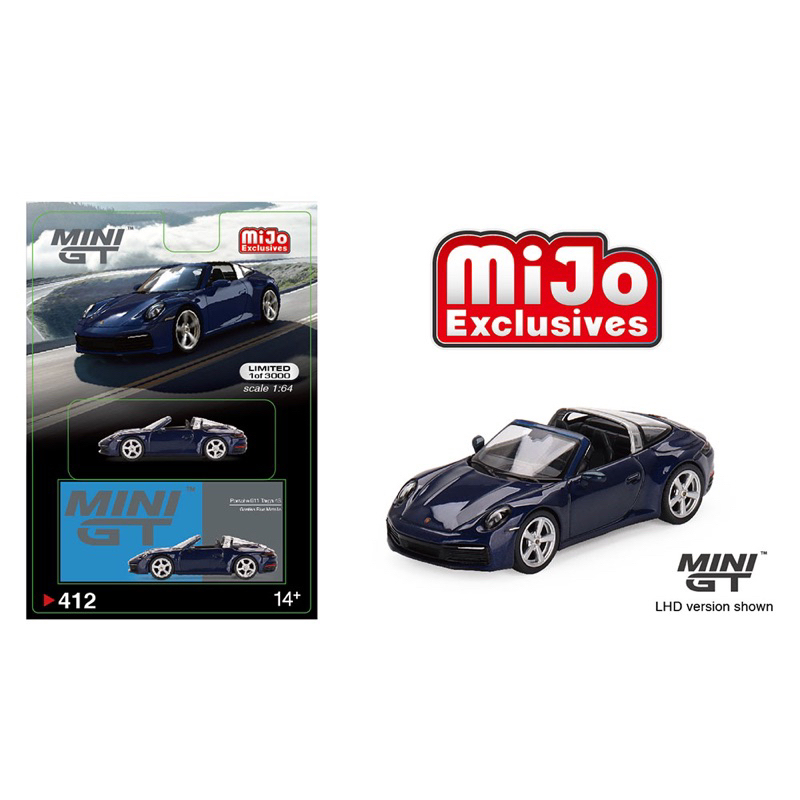 &lt;阿爾法&gt;MINI GT No.412 美版吊卡 Porsche 911 Targa 4S Gentian Blue