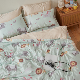 戀家小舖 台灣製床包 雙人床包 兩用被套 床單 可愛假期 100%天絲 床包兩用被套組 40支天絲 含枕套