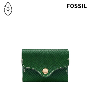 FOSSIL Heritage 復古信封雙層真皮卡夾-綠色蛇紋 SL8284310