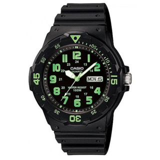 CASIO 潛水風DIVER LOOK指標錶(MRW-200H-3B)-黑/綠刻度/47.9mm