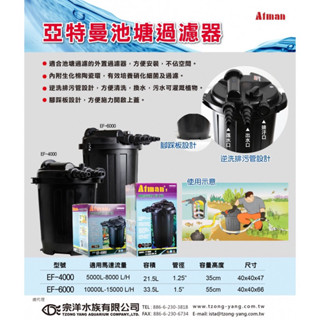 帥哥水族【ATMAN 亞特曼】池塘過濾器 【內附UV殺菌燈/不含馬達】過濾桶 外接過濾