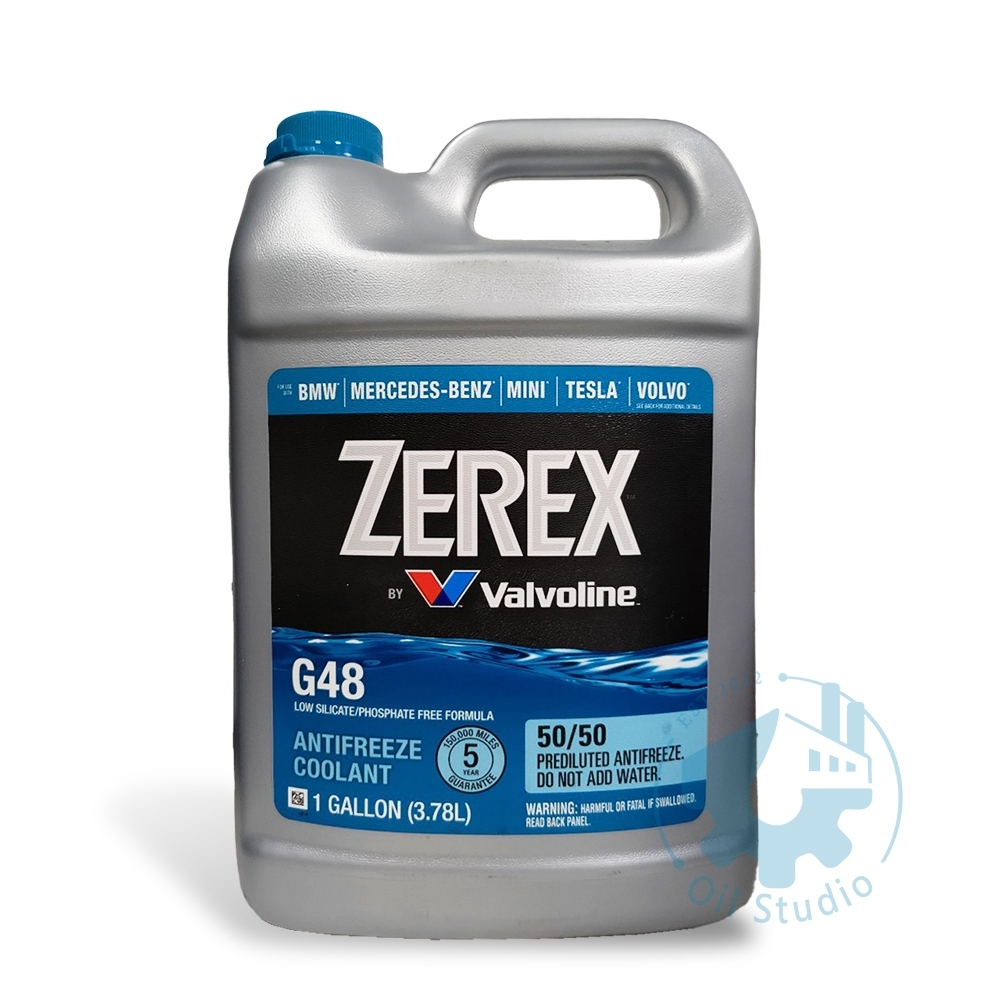 《油工坊》【整箱6罐/免運】Valvoline ZEREX G48  50% 長效型 冷卻液 水箱精歐系車 藍綠色