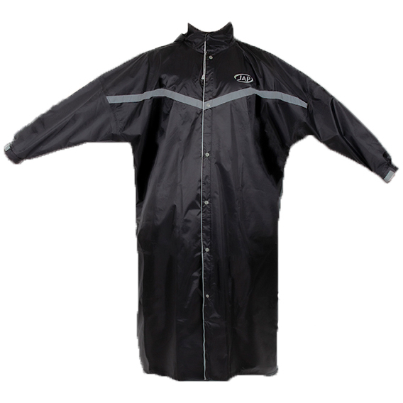 JAP YW-R301 尼龍全開雨衣 黑色 袖口調整 安全反光條 三層防水 連身雨衣