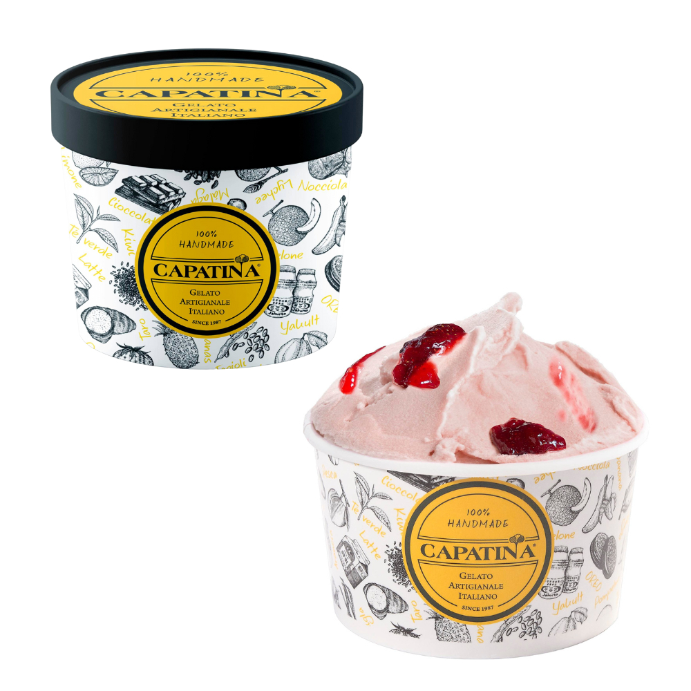 【CAPATINA義式冰淇淋】分享杯2件組 手工焦糖+草莓牛奶(10oz/杯)