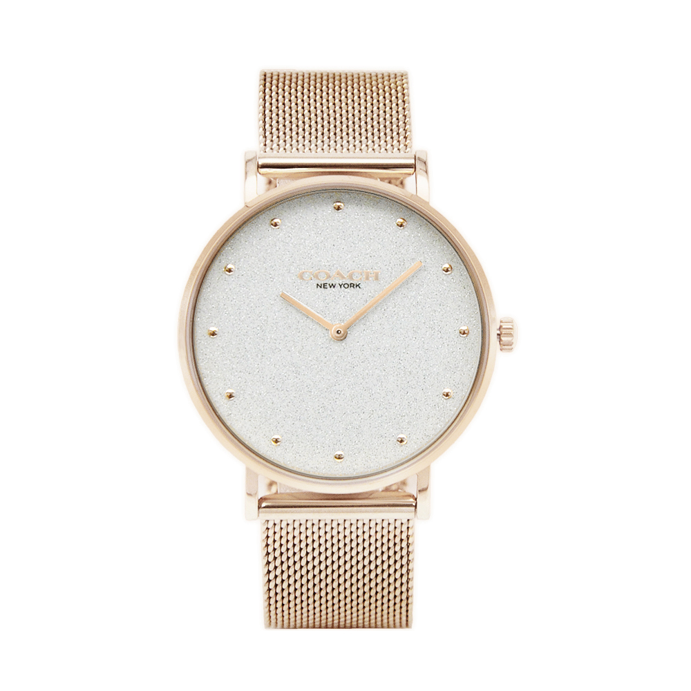 COACH 時尚玫瑰金框 星空白面 玫瑰金米蘭錶帶36mm 女性腕錶 (CO14503631)