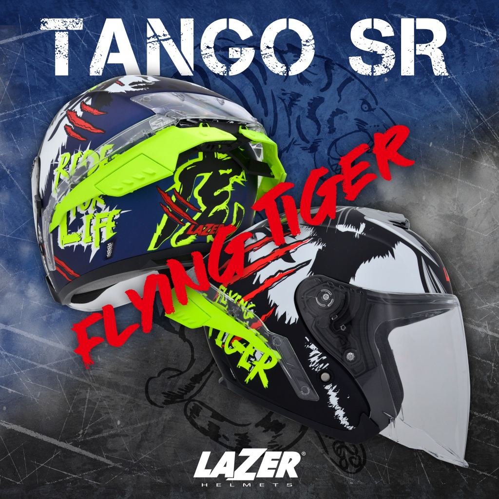 LAZER Tango SR FlyingTiger＊帽子先生＊大鴨尾安全帽四分之三半罩通風雙鏡片快拆飛虎老虎