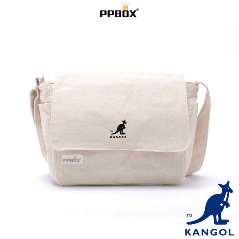 kangol袋鼠 （二手）全新 白色 郵差包 側背包