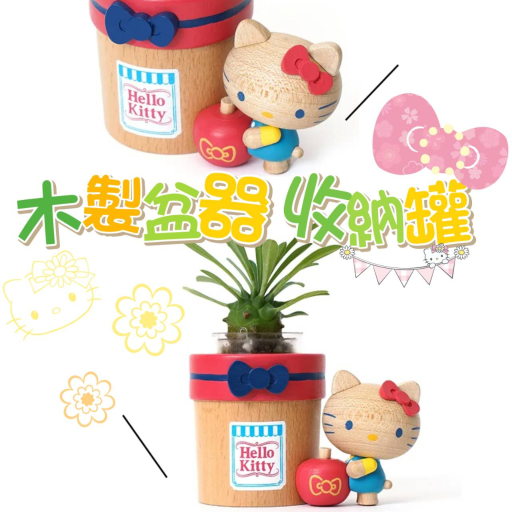 💗正版現貨💗Kitty 木製收納盒 盆器 多肉盆栽罐 三麗鷗 禮物 Sanrio 凱蒂貓 生日禮物 裝飾 盆栽 筆筒