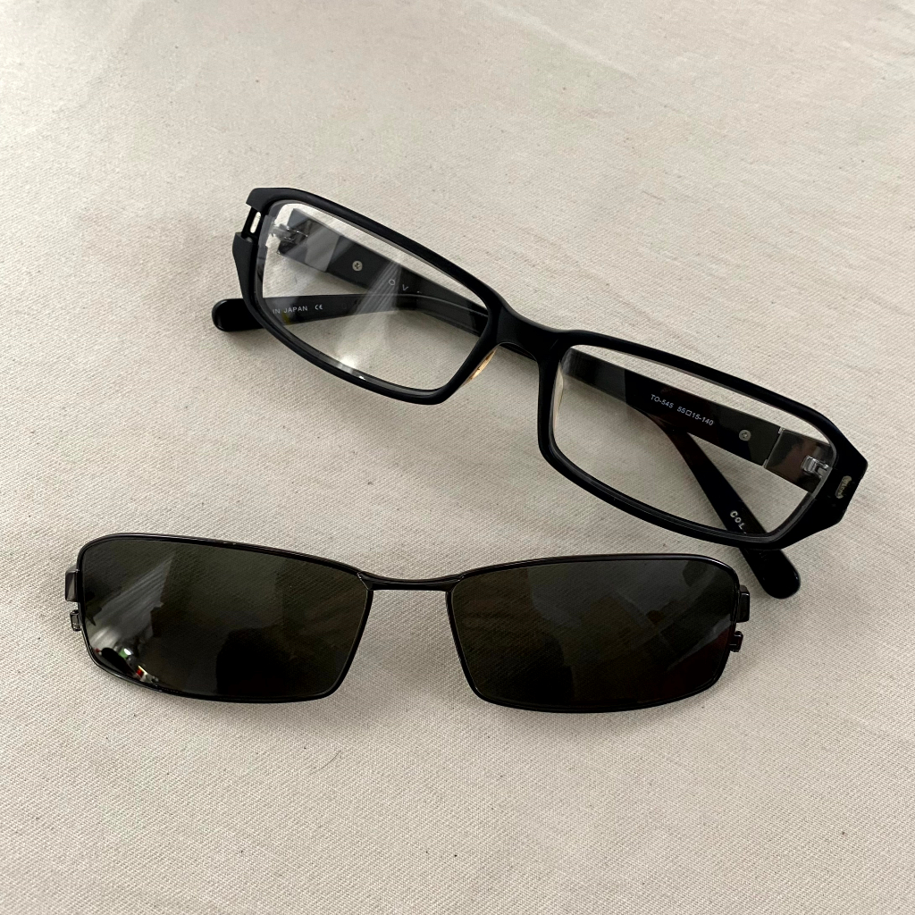 日本前掛品牌OVAL眼鏡 強力磁鐵吸附式 霧黑色窄框鏡架太陽眼鏡 TO-545，55◻️15-140