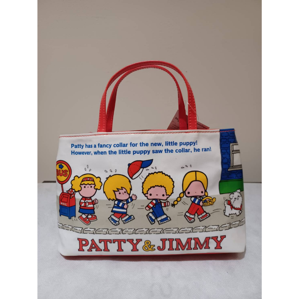 Patty &amp; Jimmy 三麗鷗  ♥日本正品♥ Patty &amp; Jimmy圖案  拼接PVC防水  手提包