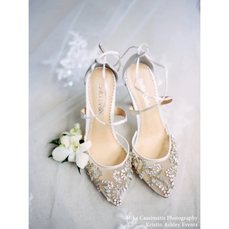 BellaBelle bella belle 全新 二手 鑲鑽 緞面 手工 婚禮 鞋 婚鞋 新娘