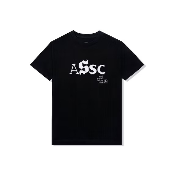 全新 ASSC x Fragment Anti Social Social Club 藤原浩 閃電 黑色白字 短袖 T恤