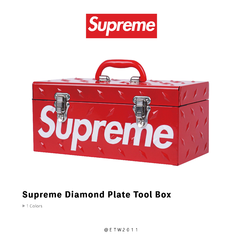 ☆ETW☆【台中店】秋冬 Supreme Diamond Plate Tool Box 大型鐵盒 工具箱 紅色