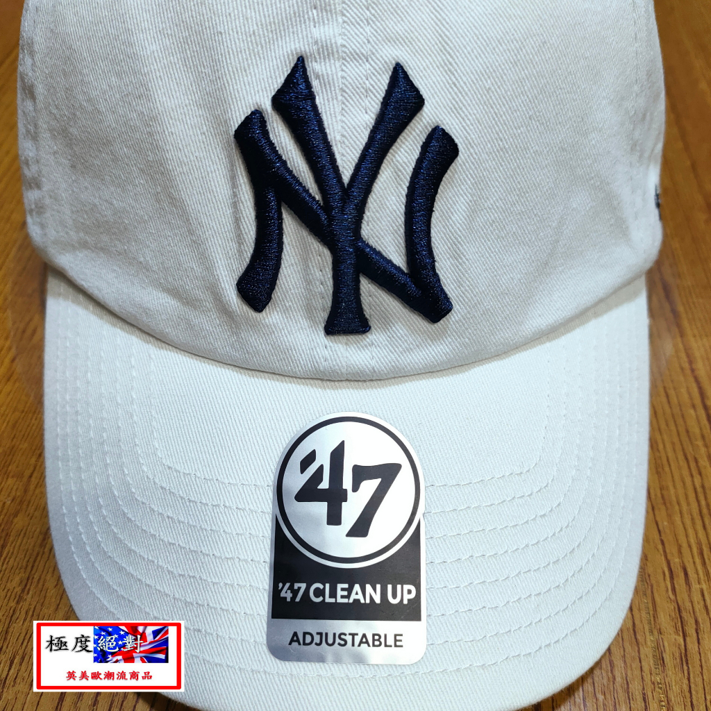 &lt;極度絕對&gt; 47 Brand NY LA CLEAN UP MLB   白底深藍字 洋基 美國純正 老帽 軟帽 棒球帽