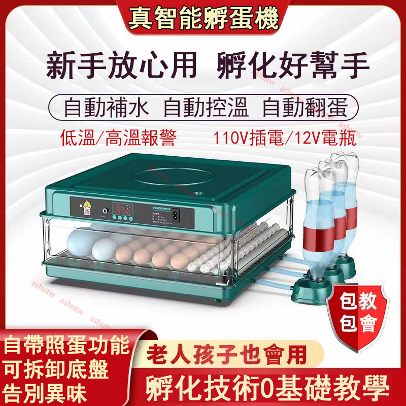 #限時免運#台灣110V小雞孵化器24枚 64枚 130枚 可用電瓶 小型家用孵化機 全自動智能孵蛋機 大型雞苗孵化箱